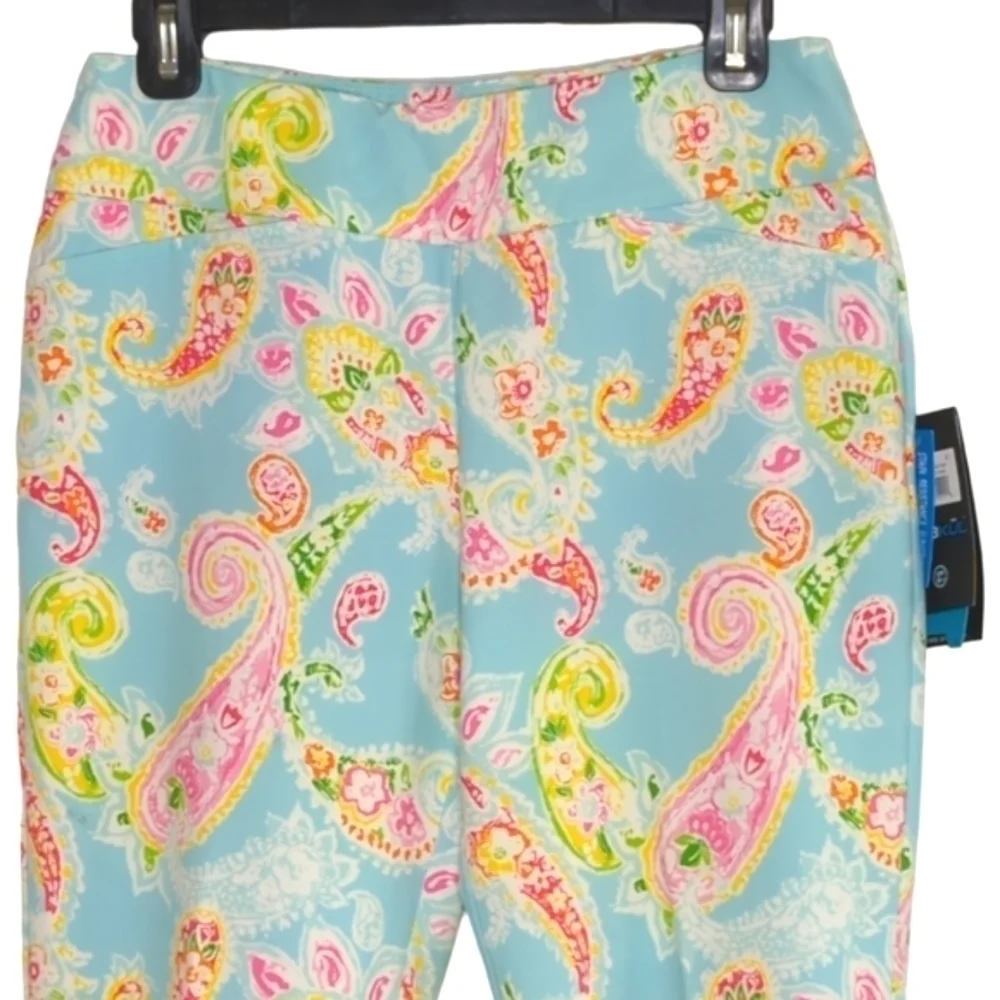 Ikbul UPF 50+ Sharon Seafoam Paisley Floral Golf Outdoors Ankle Pants NWT 4 - Picture 3 of 16